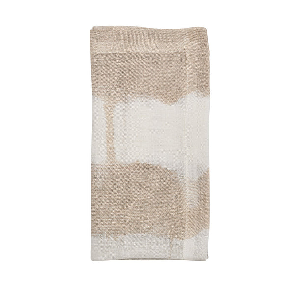 Watercolor Stripe Napkin in White & Natural