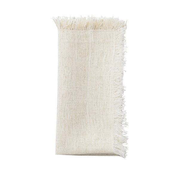 Fringe Napkin in White & Gold