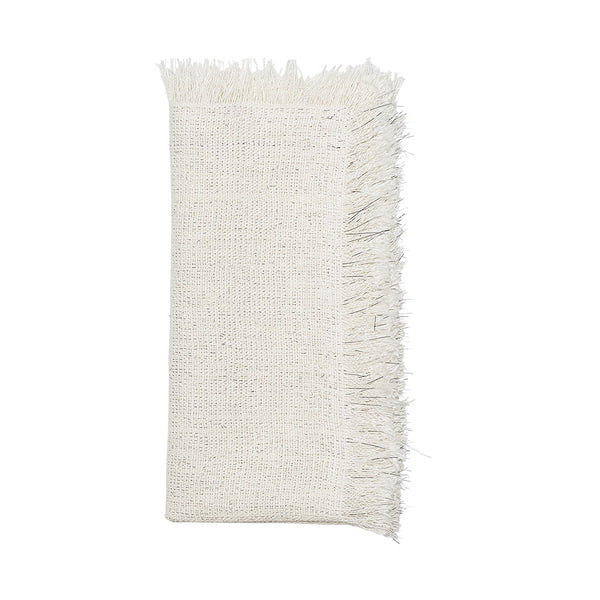 Fringe Napkin in White & Silver