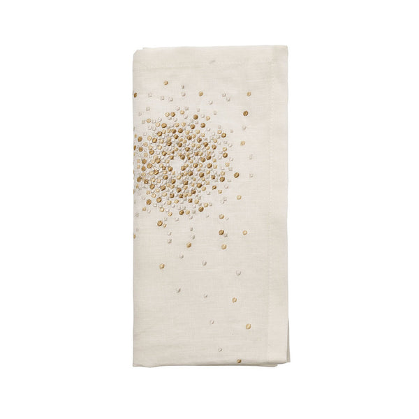 STARBURST NAPKIN IN WHITE, GOLD & SILVER