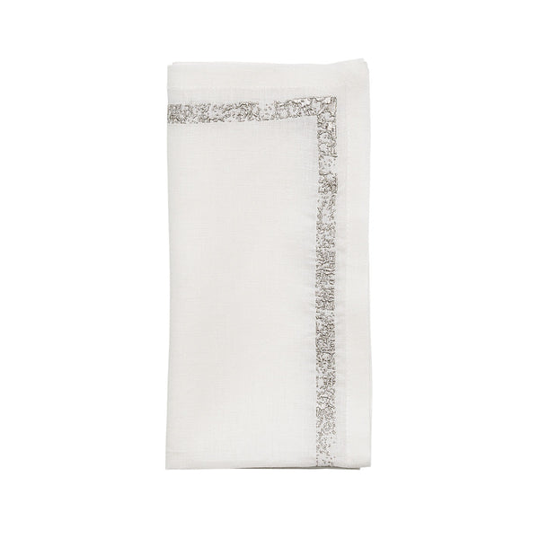 Impression Napkin in White & Silver