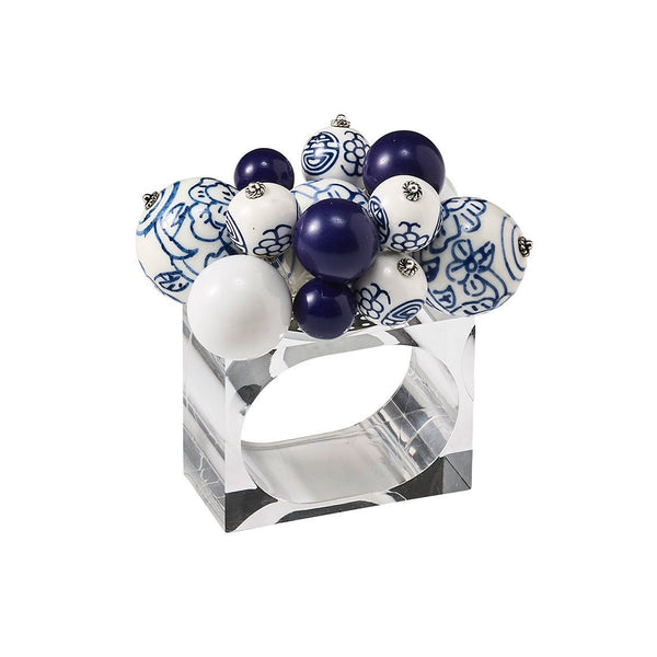 Cloud Napkin Rings in White & Blue