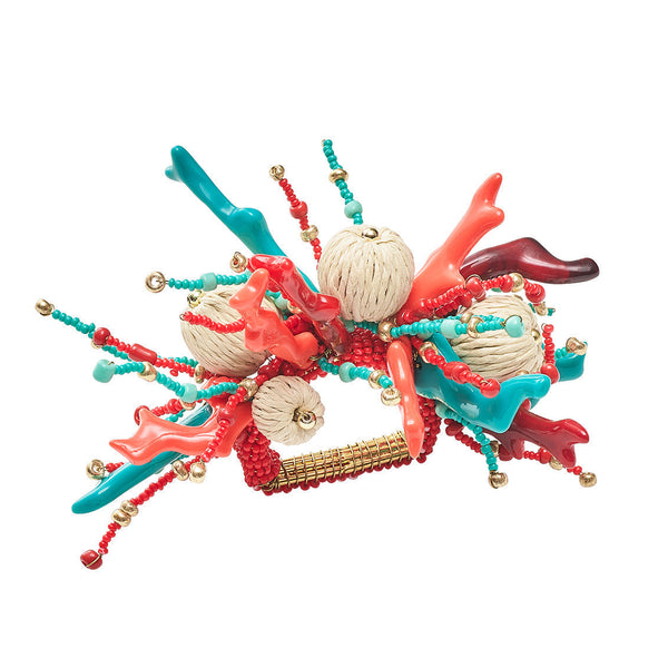 Coral Spray Napkin Ring in Coral & Turquoise