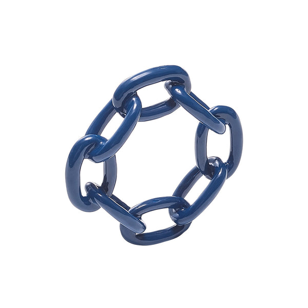 Enamel Chain Link Napkin Ring in Navy