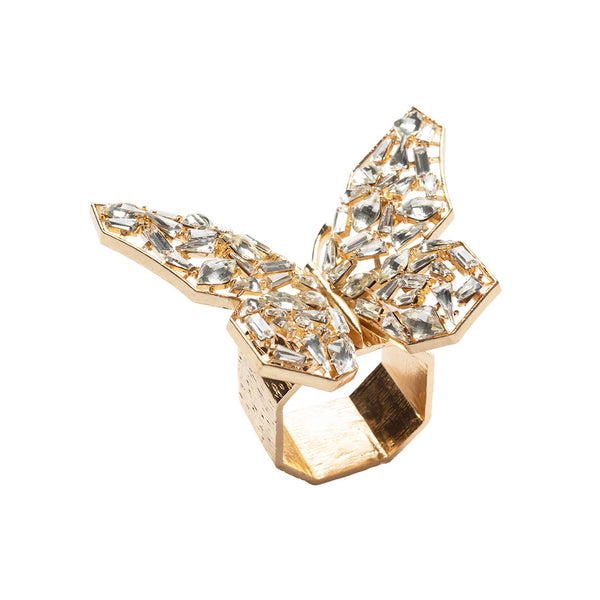 Papillon Napkin Ring in Gold & Crystal