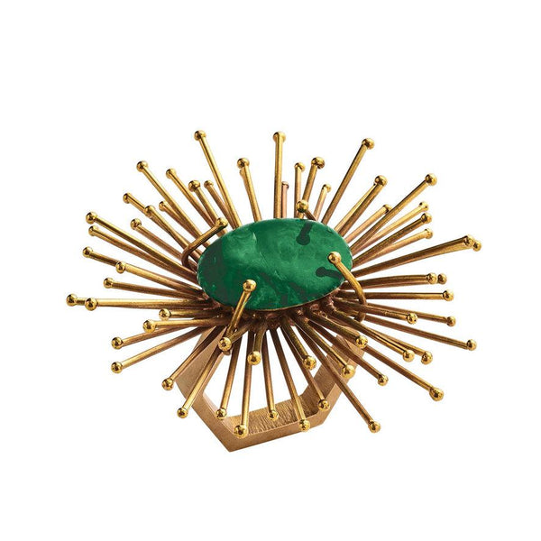 FLARE NAPKIN RING IN GOLD & EMERALD