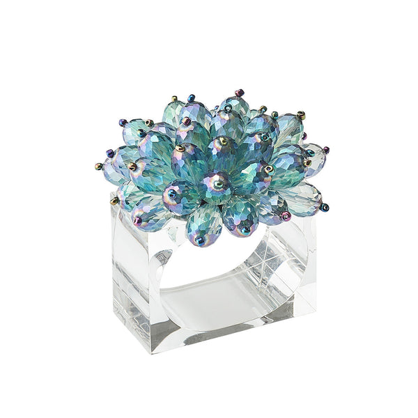 Zinnia Napkin Ring in Blue & Green