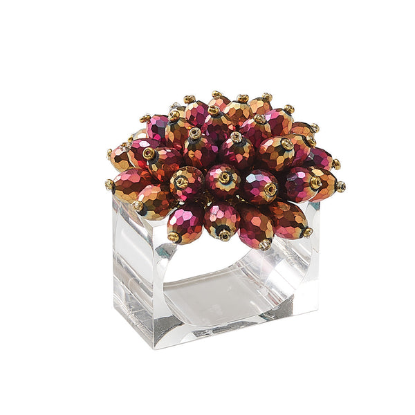 Zinnia Napkin Ring in Plum & Gold