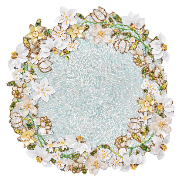 Gardenia Placemat in Sky, White & Yellow