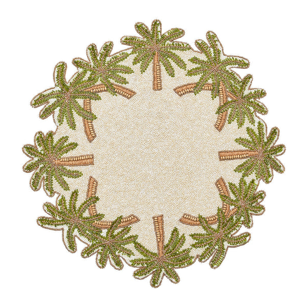 Oasis Placemat in Ivory, Green & Gold