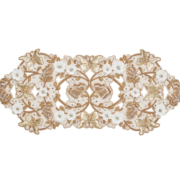 Papillon Runner in Ivory & Gold