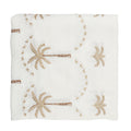 Embroidered Palm Tablecloth in White, Natural & Gold