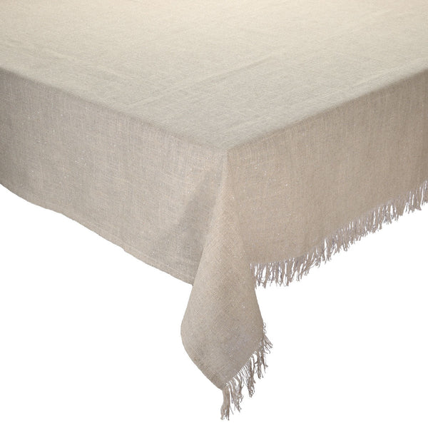 Fringe Tablecloth in Natural & Silver