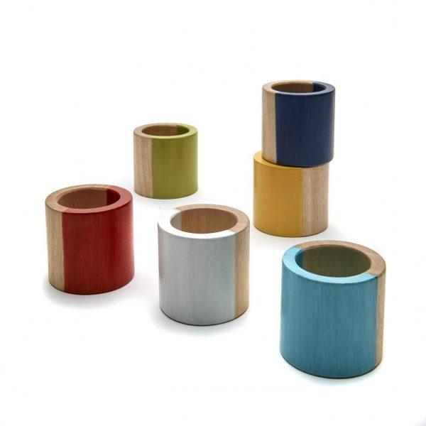 Two-Tone Wood Cuff Napkin Rings