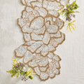 Botanica Table Runner in White, Gold, & Silver - Pioneer Linens