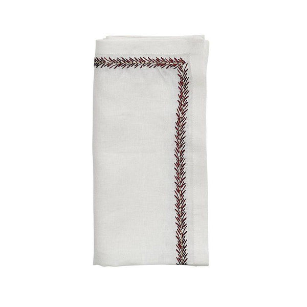 Jardin Napkins in White Red